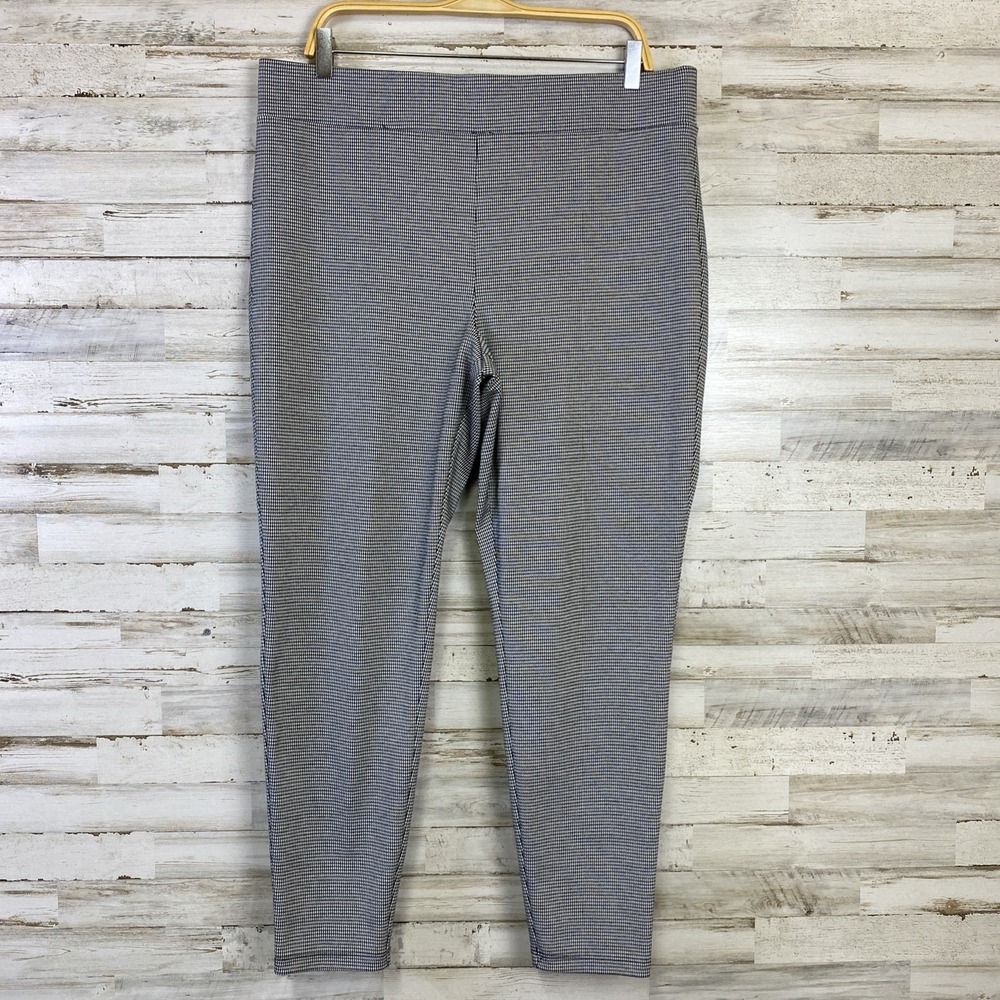 Loft Pants Women XL Black White Houndstooth Stretch Comfy Travel Career Core